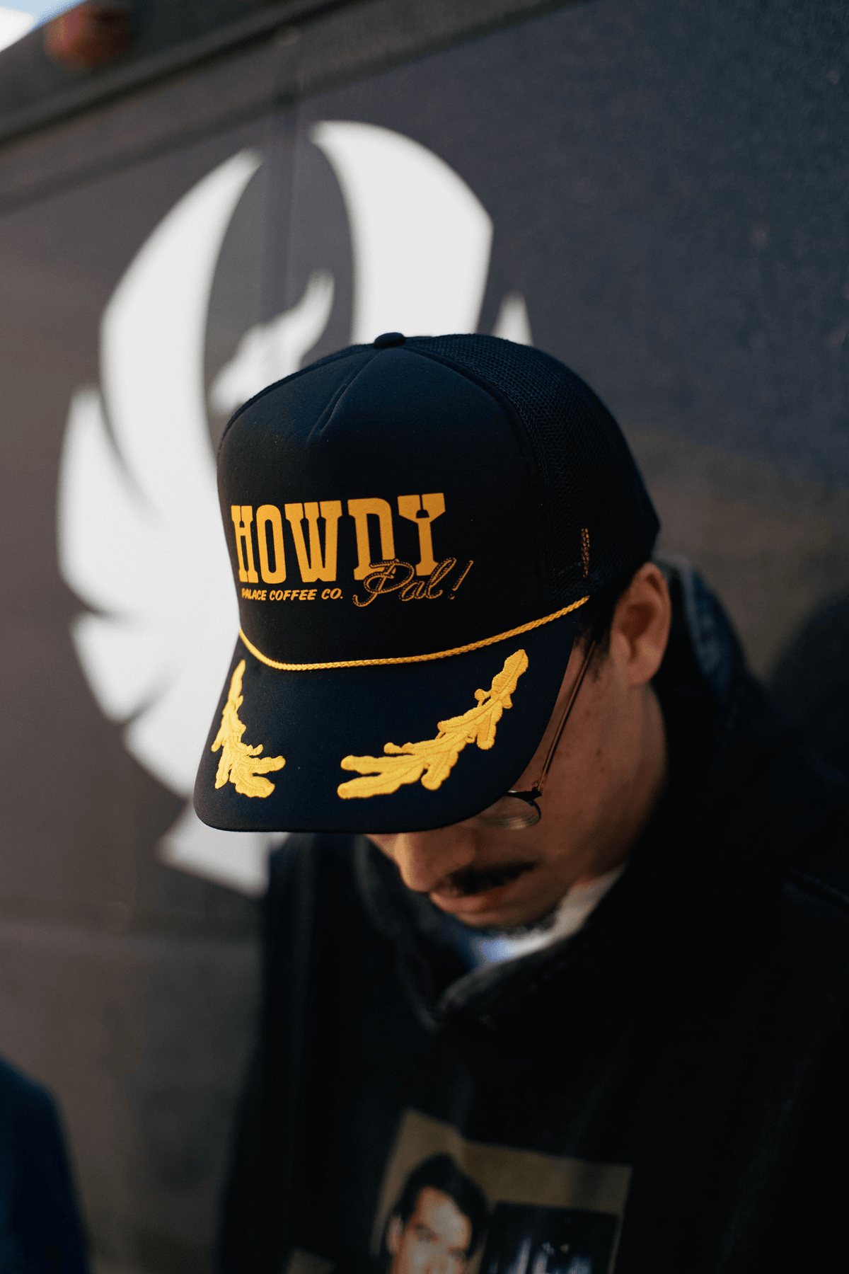 Howdy Pal mesh-back trucker hat, Palace Coffee Co., front