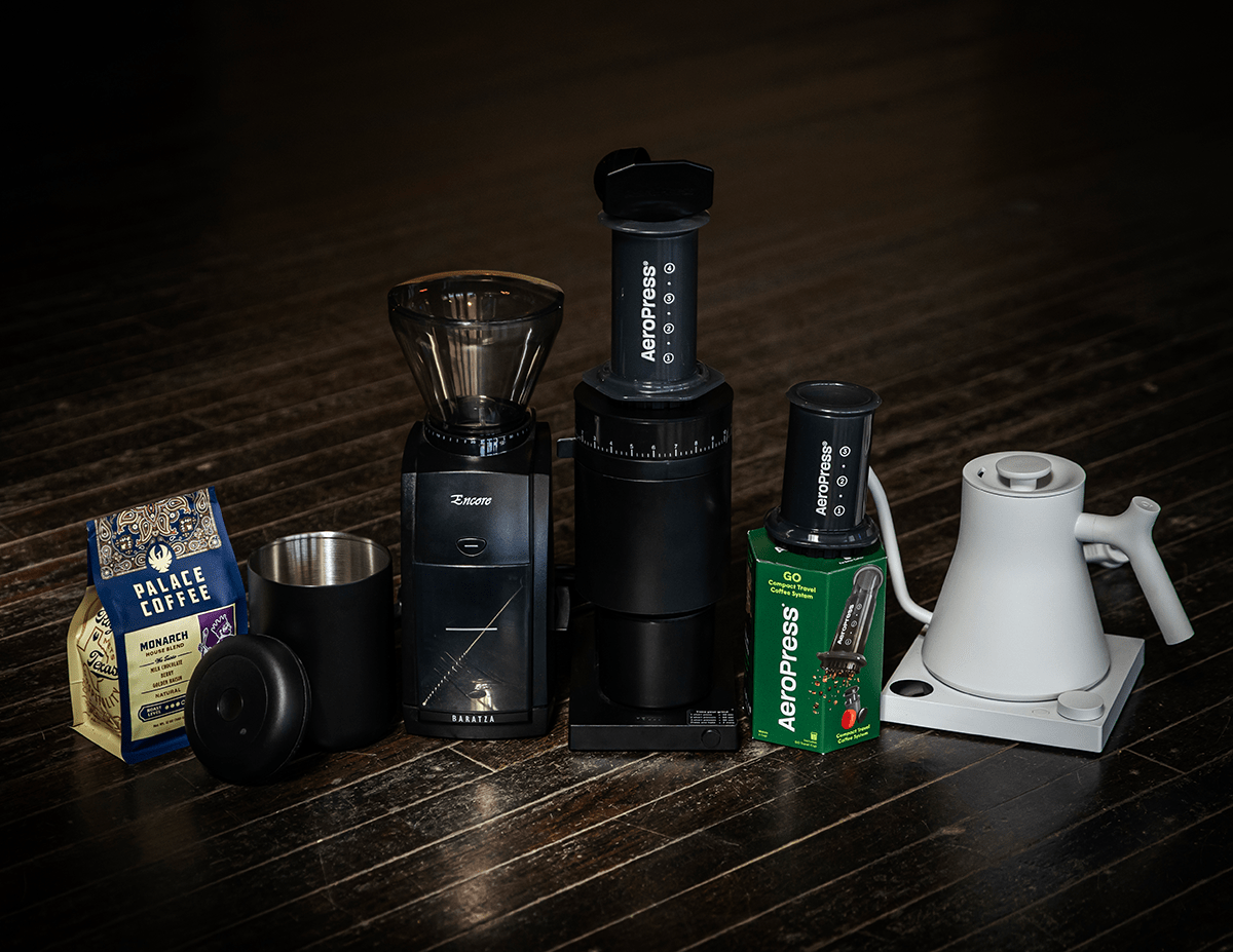 Palace Coffee Co coffee brewing gear collection featuring drippers scales decanters and filters