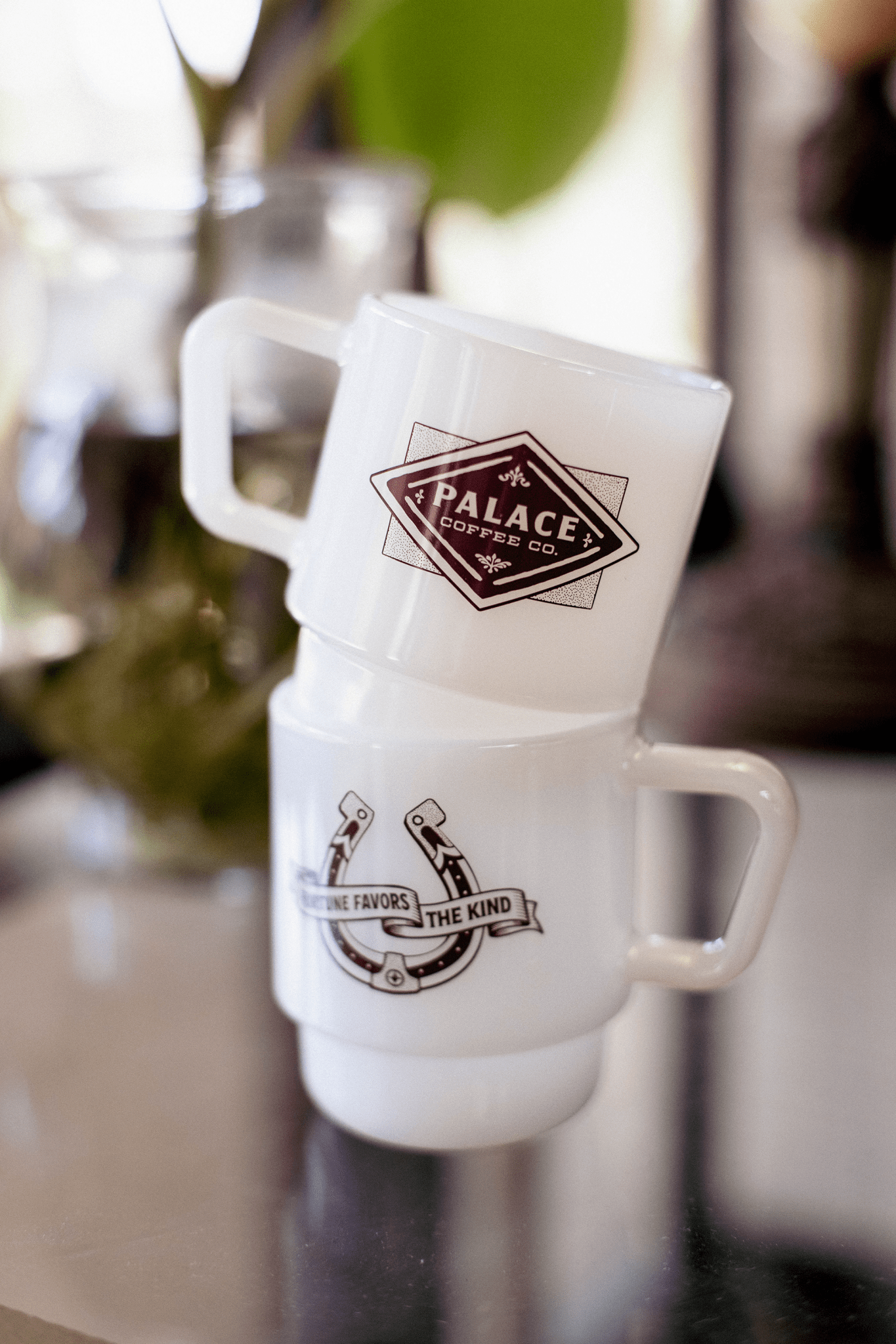 PALACE "FORTUNE FAVORS THE KIND" MILK GLASS - Palace Coffee Co. - Merch