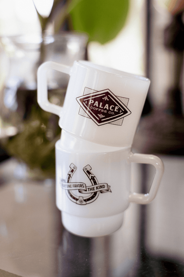 PALACE "FORTUNE FAVORS THE KIND" MILK GLASS
