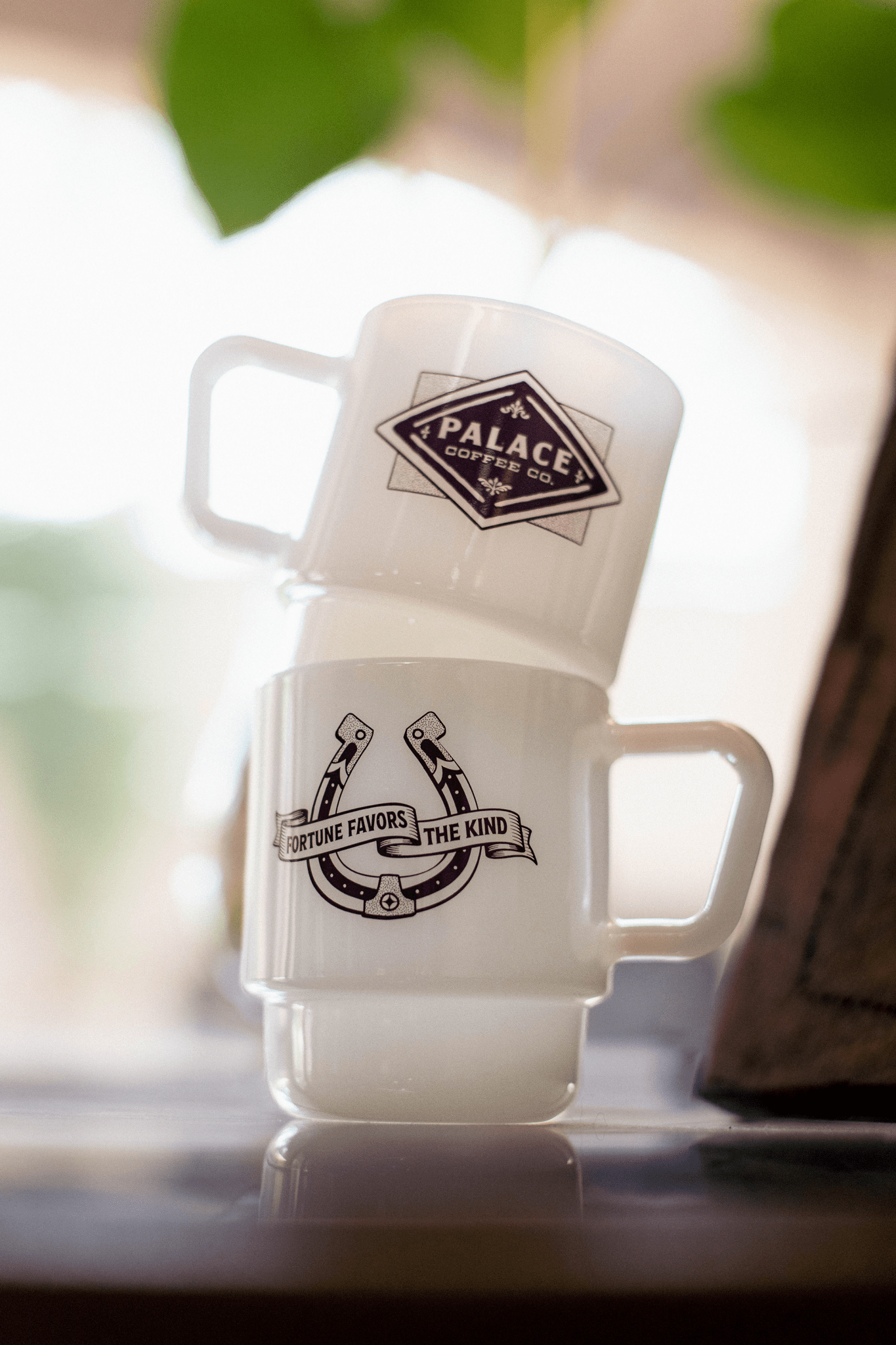 PALACE "FORTUNE FAVORS THE KIND" MILK GLASS - Palace Coffee Co. - Merch