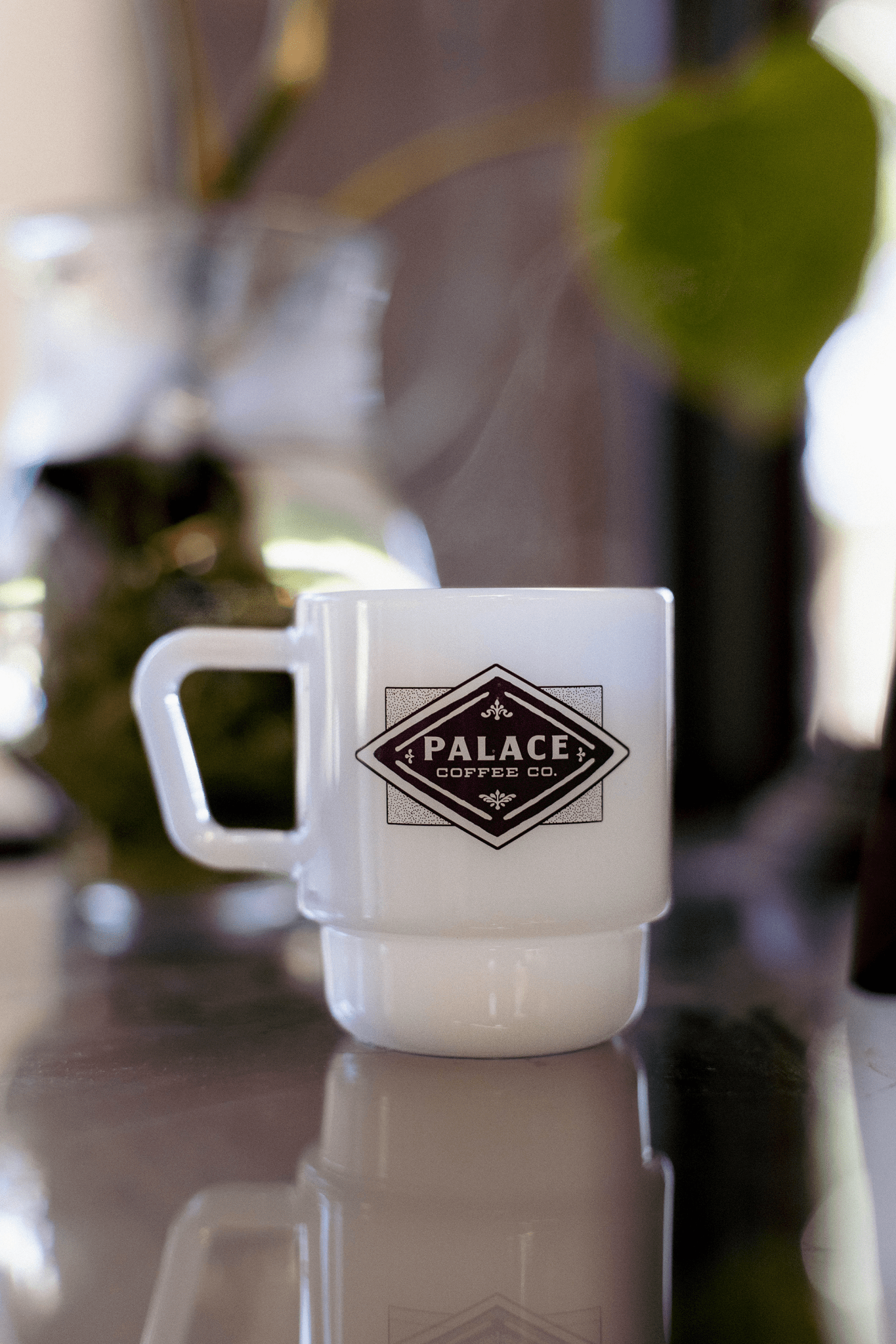 PALACE "FORTUNE FAVORS THE KIND" MILK GLASS - Palace Coffee Co. - Merch